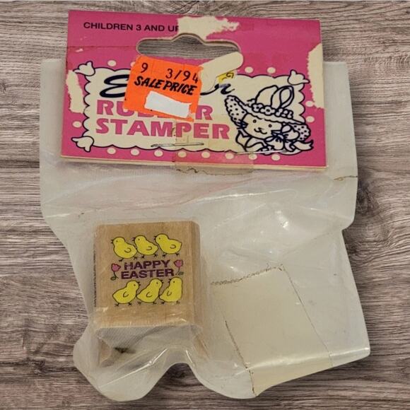 VTG‎ Easter Rubber Stamp Lot 4 Pc Bunny Eggs Chicks Flowers Spring Crafts Bundle - Picture 5 of 7